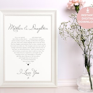 Mother and Daughter Gift | Mothers Day Gift | Printable Poem | Sentimental Gifts for Mum | Mum Birthday Gift | Mum Poem | Mum daughter