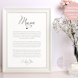 Mum Poem Printable |  Mum Birthday Gift | Gift for Mum | Mothers Day Gift | Mum Gift | Thank you Mum | Present for mum | Mum present