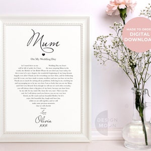 Mother of Bride Wedding Poem Gift: Personalized Mum Print (Digital Download)
