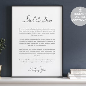 Poema de papá e hijo / Descarga instantánea Regalo imprimible para papá / Poema de papá / Regalo de papá hijo / Regalo personalizado de papá / Regalo de cumpleaños para papás