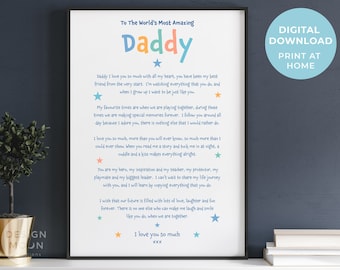 Poema de papá imprimible / Regalo del Día del Padre / Regalo para papá / Regalo de hija / Regalo de hijo / Regalo de niños / Regalos para papá / Descargable