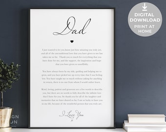 Dad Fathers Day Gift | Dad Poem Printable | Gift for Dad | Sentimental Dad Gifts | Dad Birthday Gift | Unique Father's day present |