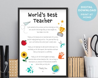 Printable Teacher Gift | Teacher Poem | Thank You Teacher | Teaching Assistant Teacher Gifts | Teacher Appreciation Gift Idea Male Teacher