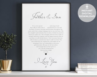Impresión artística con poema "Padre e hijo": Un regalo sincero (descarga digital)