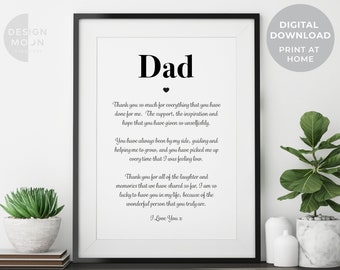 Sentimental Dad Poem Print: Heartwarming Gift from Son or Daughter (Digital Download) Dad Birthday Gift | Fathers Day Gift