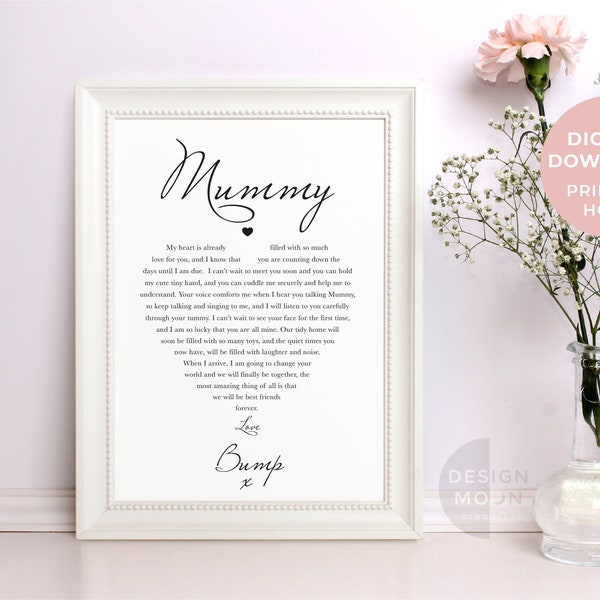 Mummy to be Gift |  Poem Print | Gift from Bump | Mothers day Gift from Bump | Mum to be Gift from unborn | Pregnancy gifts | Baby shower