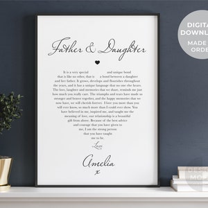 Cadeau vader en dochter | Kerstcadeau vader | Vadergedicht | Vader en dochter | Cadeau voor papa | Gepersonaliseerde vadercadeau | Vadercadeau
