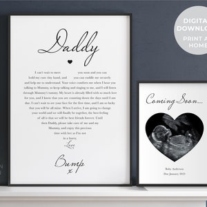 Poema para el futuro papá y foto de regalo para escanear, juego de 2, imprimible, regalo para el primer día del padre de Bump, anuncio de embarazo