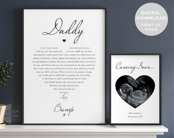 Daddy to be Gedicht und Scan Photo Gift, Set of 2, printable, Gift from Bump, Dad to be, Schwangerschaftsgeschenk, Schwangerschaftsmitteilung, Baby-Dusche