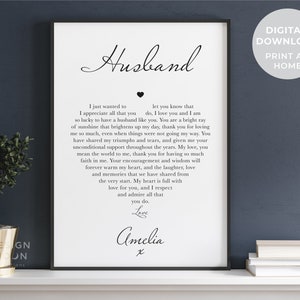 Husband Poem | Husband Gift Printable | Personalised Husband Birthday Gift | 1st Anniversary Gift | Gift for husband | Thank you gift