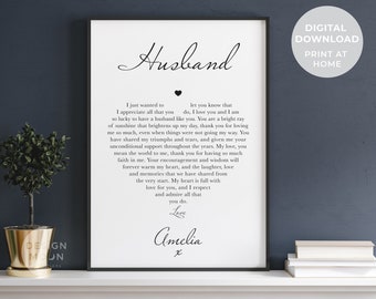 Husband Poem | Husband Gift Valentines Printable | Personalized Husband Birthday Gift| 1st Anniversary Gift | Gift for husband