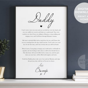 Regalo para el futuro papá de Bump / Poema para el embarazo / Regalo para el primer día del padre / Poema imprimible / Regalo de cumpleaños para papá / Primer regalo de Navidad de Bump