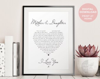 Mother and Daughter Gift | Printable Poem | Mum Mothers Day Gift | Gift for Mom | Mom Poem | Sentimental Gifts | Birthday Gift for Mum