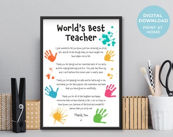 Teacher Poem Printable | Thank You Gift for Teacher | Teacher Gift Ideas Appreciation Custom Teacher Gifts Nursery Teacher Male Teacher gift