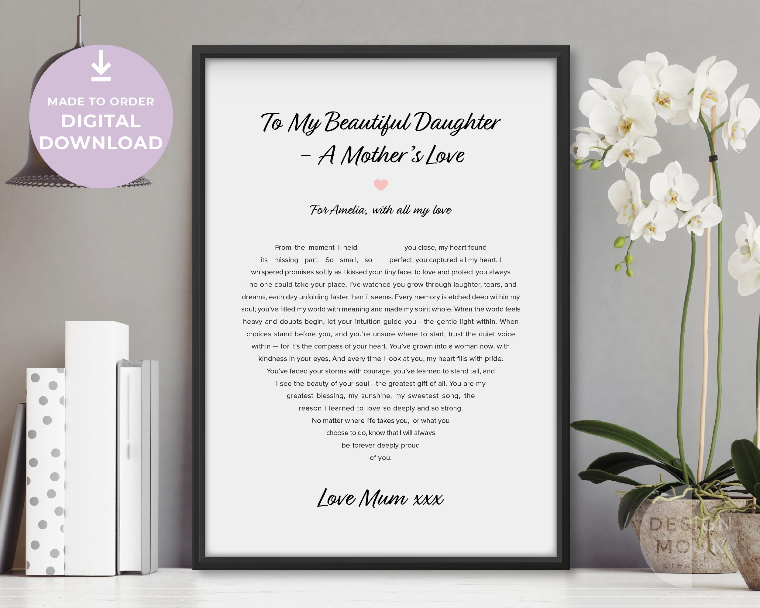 To My Beautiful Daughter Poem, (digital Printable) Gift From Mum ...