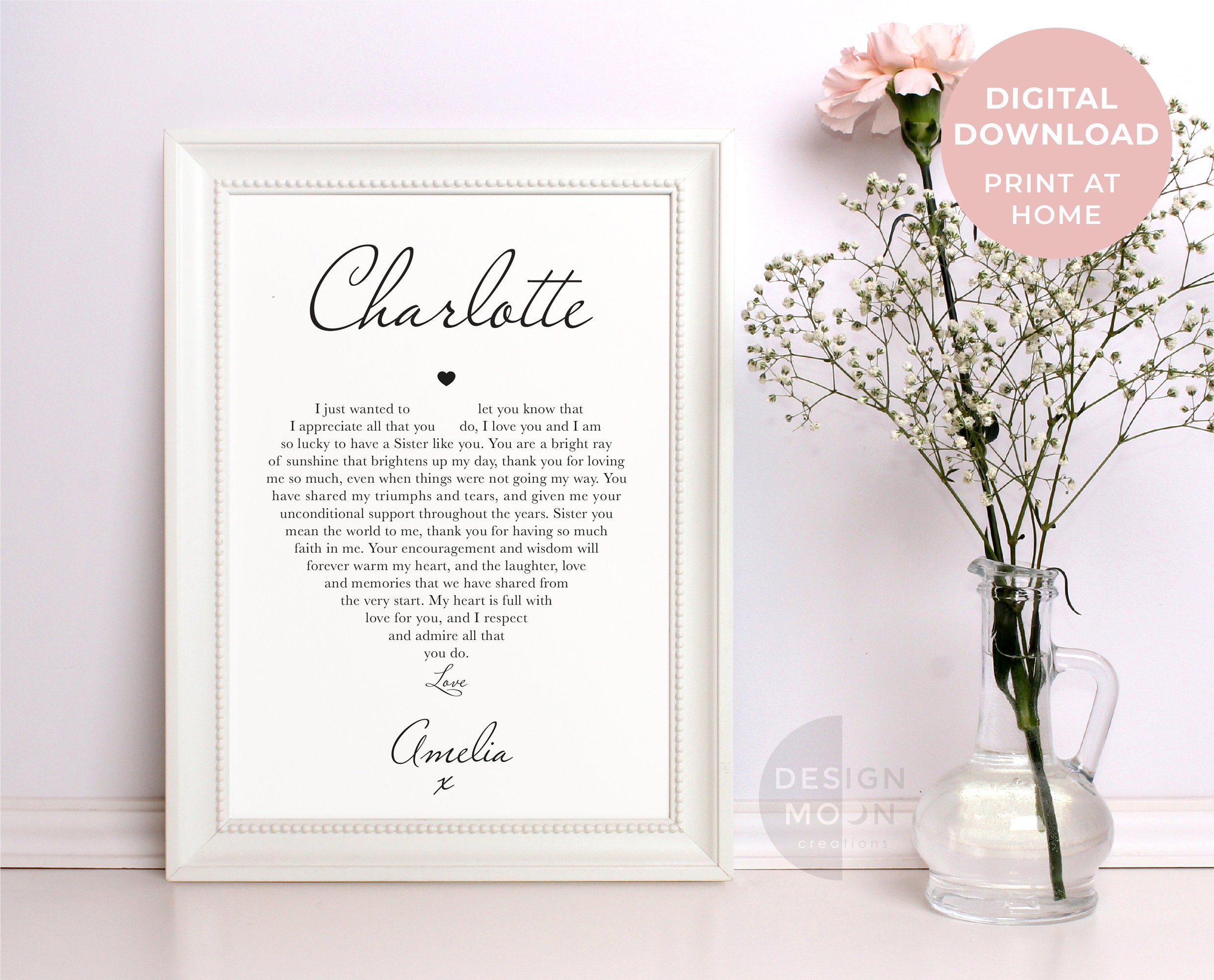 Sister Gifts Printable Sister Poem Print Gift for Sister - Etsy