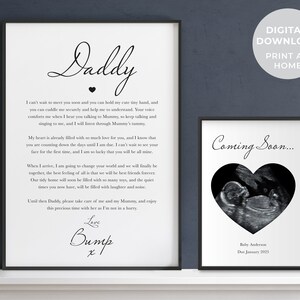 Poema para el futuro papá y regalo con foto escaneada / Juego imprimible de 2 / Regalo de Bump / Primer regalo del día del padre / Regalo de embarazo / Ultrasonido escaneado