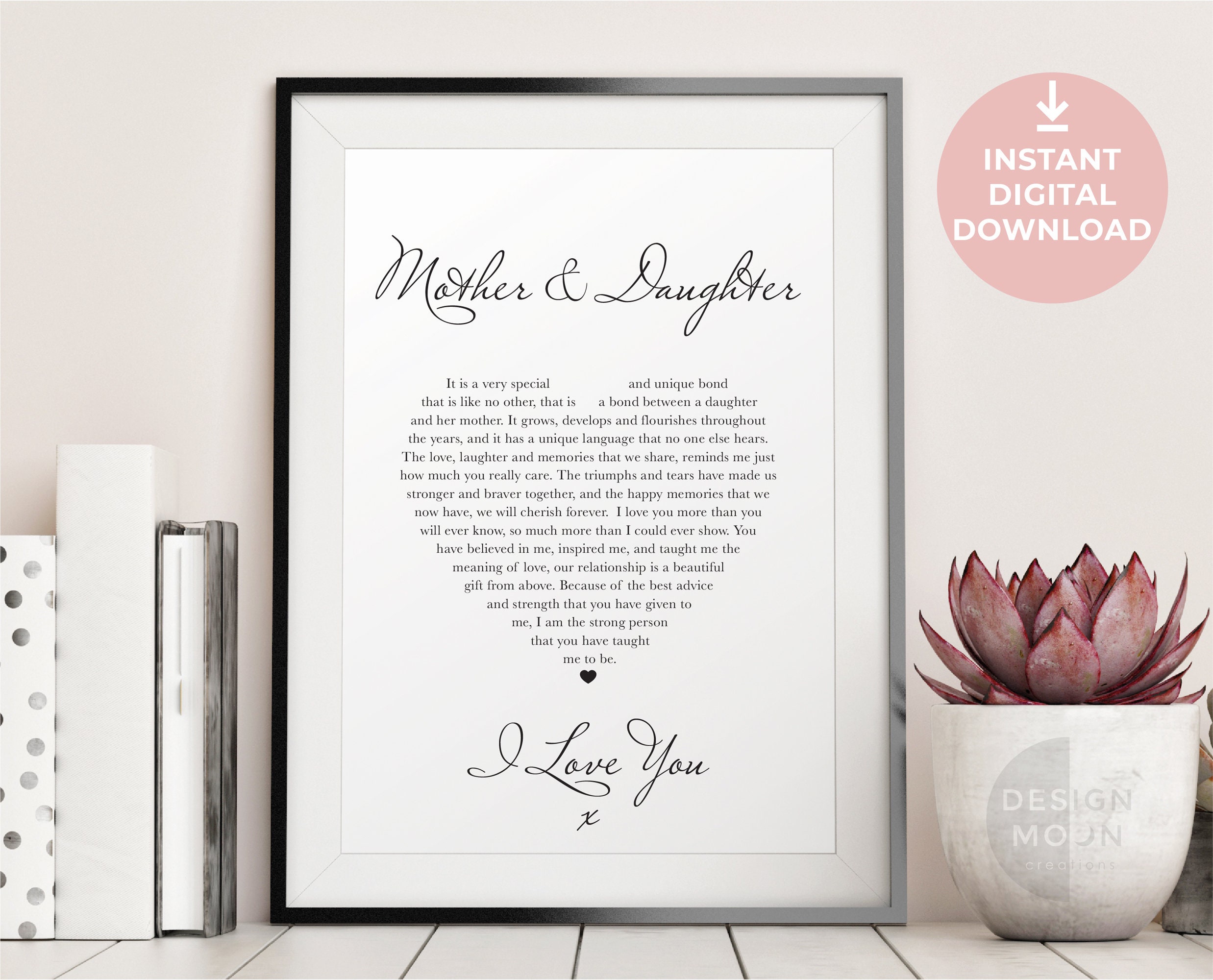 Mother Daughter Poem Print: Sentimental Mum Gift (instant Digital ...