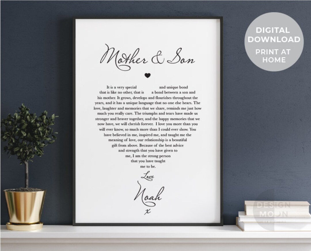 Mother and Son Poem Printable Gift Mum and Son Mom and Son Personalised Mum Gift Special Mum ...