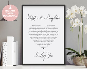 Mother and Daughter Gift | Printable Poem | Mum Mothers Day Gift | Sentimental Gifts for Mum | Mum Birthday Gift | Mum Poem | Mum daughter
