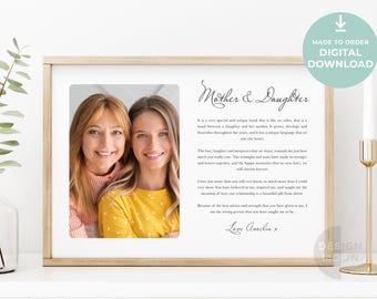 Personalised Mother Daughter Poem Photo Print: Sentimental Gift (Digital Download) Mothers Day Gift