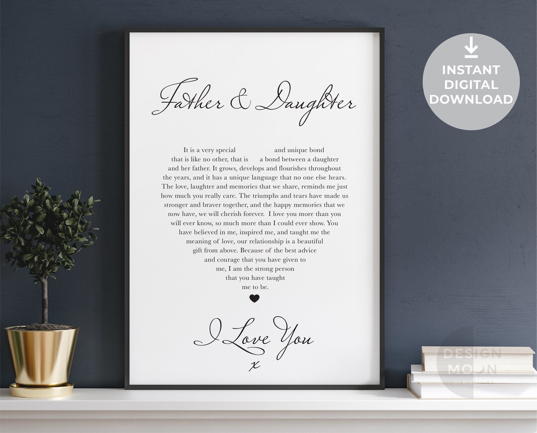Father Daughter Poem Printable Fathers Day Gift Dad Poem Dad Daughter ...