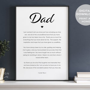Regalo para papá / Poema para papá imprimible / Regalos sentimentales para papá / Regalo de cumpleaños para papá / Regalo de cumpleaños para papá / Regalo de agradecimiento para papá / Ideas de regalos para papá
