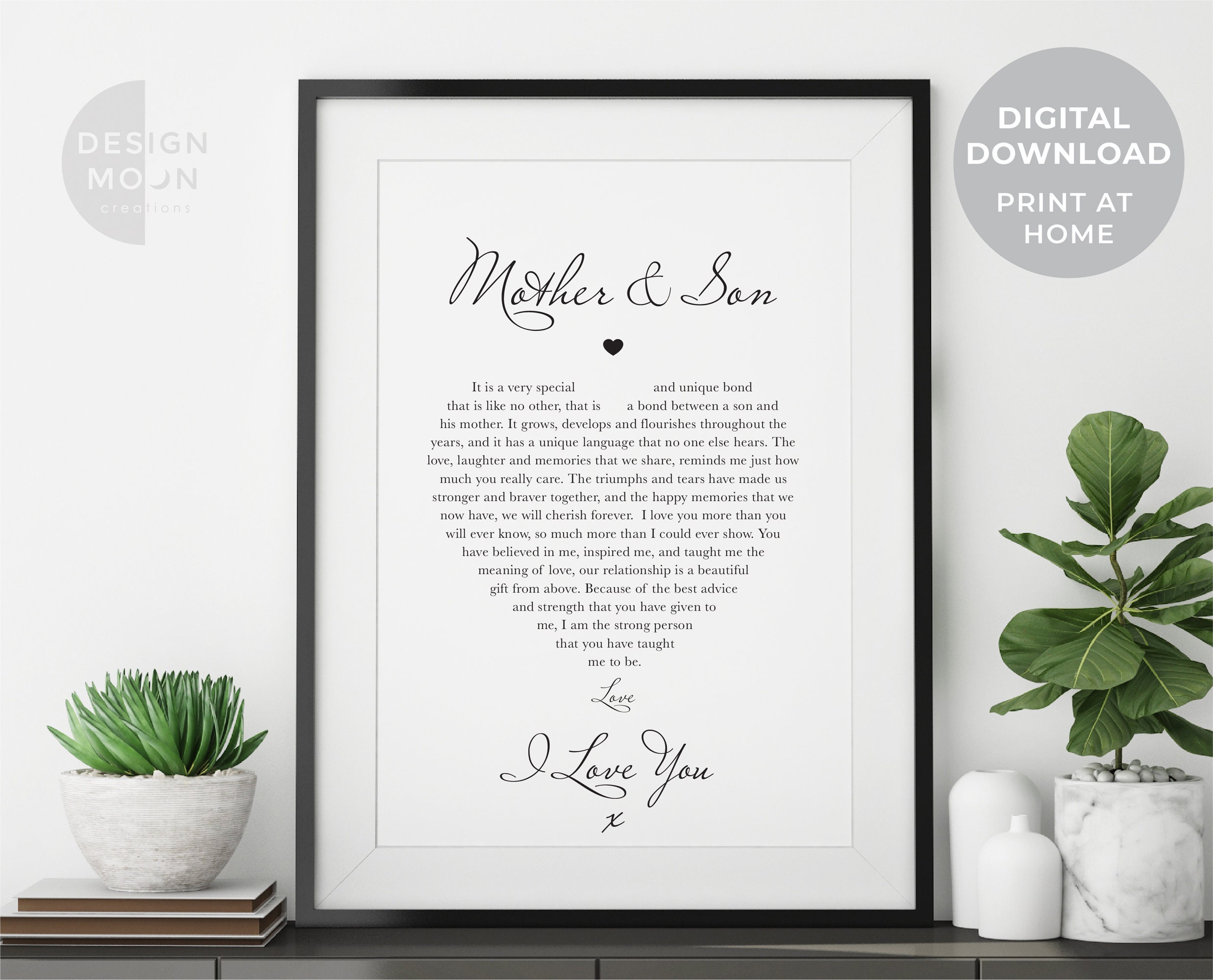 Mother and Son Poem Printable Gift Mum and Son Mom and Son Personalised ...