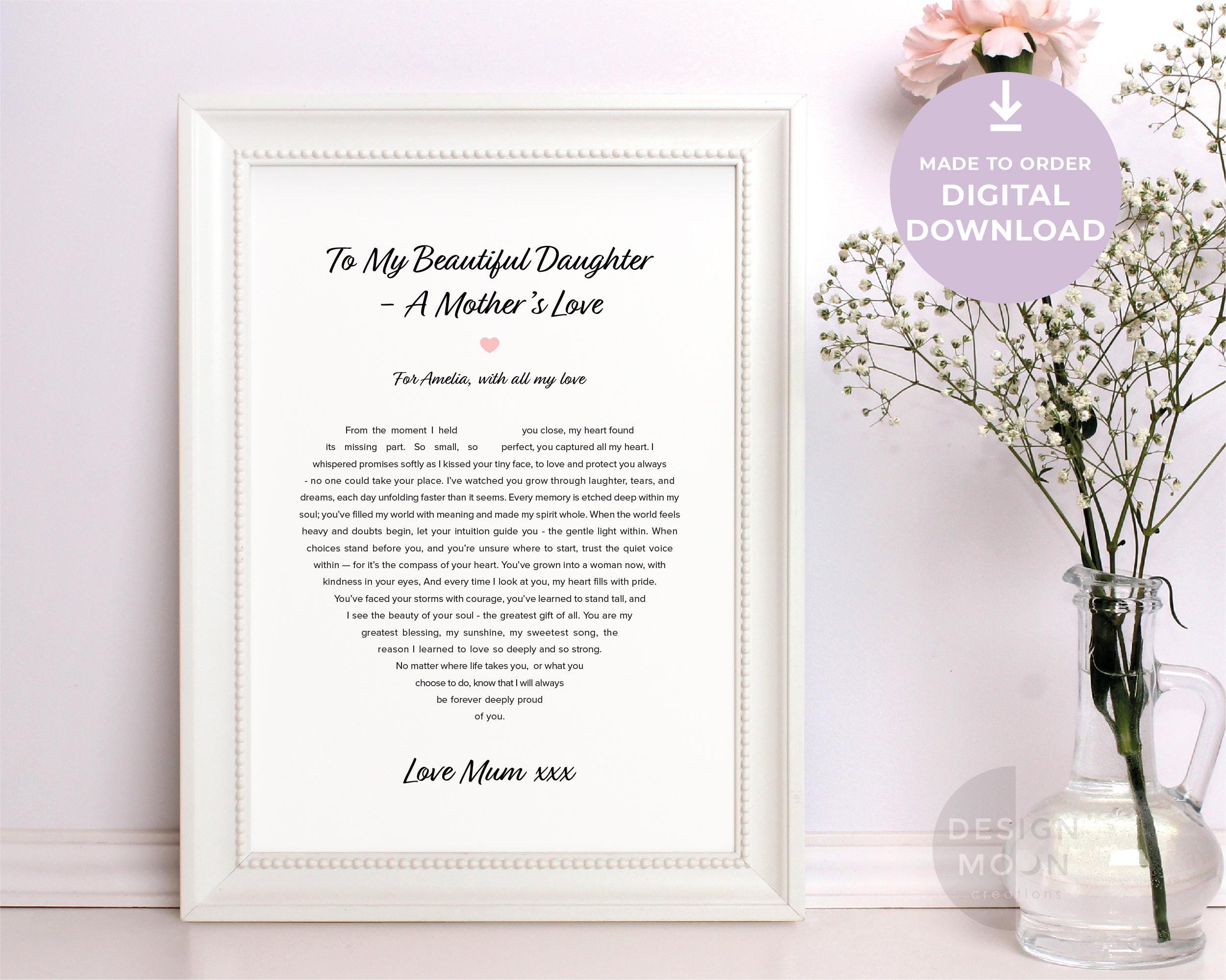 To My Beautiful Daughter Poem, (digital Printable) Gift From Mum ...