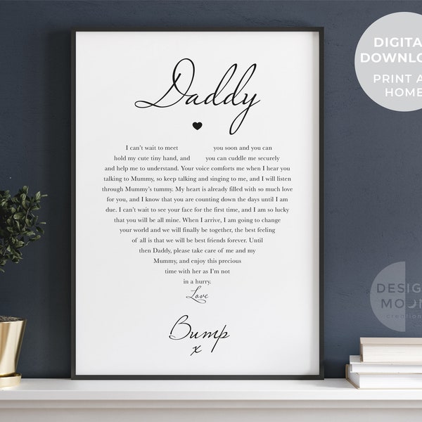 Expecting dad gift | Daddy to be Poem | Poem from Bump | Gift from Bump | Dad to be gift, New Daddy gift, gift from the bump, first time dad