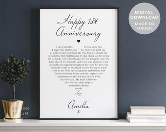 Anniversary Gift for him | 1st Anniversary Gift for Husband | Husband Poem | First Anniversary Gift for him 1 year | Valentines Printable