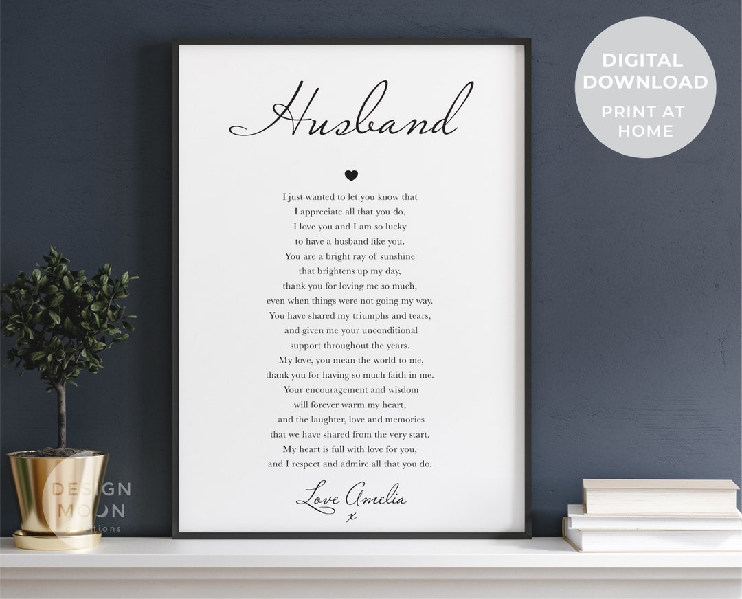 Husband Gift | Husband Poem | Printable Gift Custom Poem Print ...