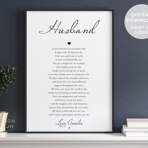 Regalo para el esposo / Poema para el esposo / Regalo imprimible con poema personalizado / Regalo de cumpleaños para el esposo / Regalo del primer aniversario / Regalo para el esposo