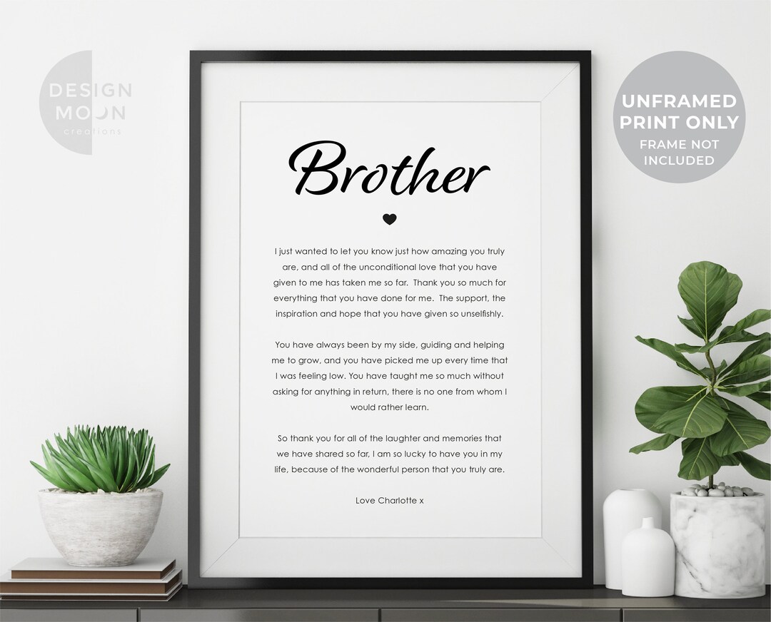 Personalized Brother Poem Print: Sentimental Birthday Gift (unframed ...