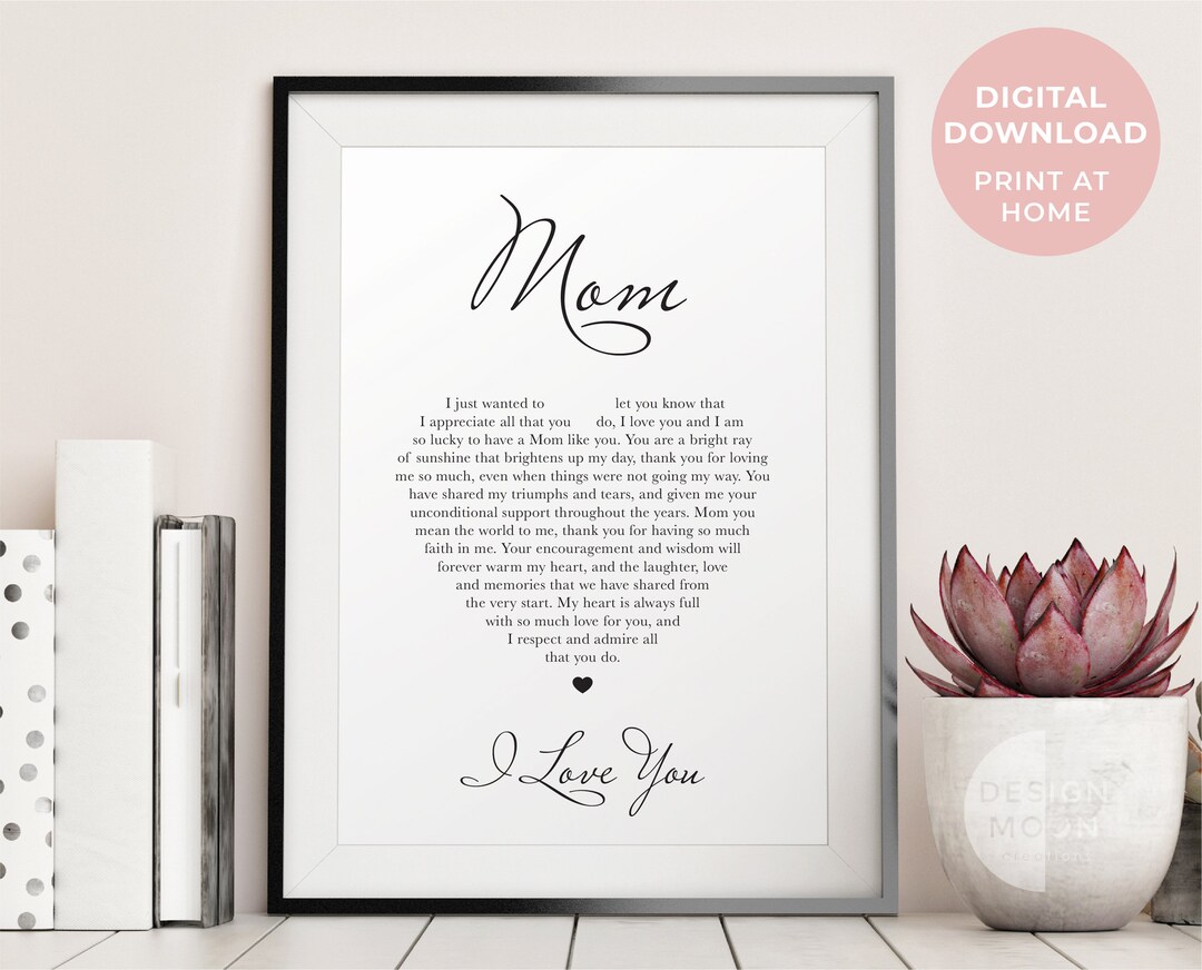 Mom Poem | Poem Print | Mom Mothers Day Gift | Sentimental Gifts for ...