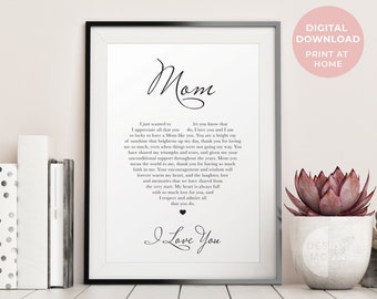Mom Mothers Day Gift | Mom Poem Print | Sentimental gifts for Mom | Mom Gift | Mom Birthday Gift from daughter | presents for mom