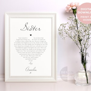 Sister Gifts Printable | Sister Poem Print | Gift for Sister | Sister ...