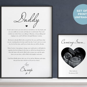 Daddy to be Poem with Scan Photo Print, Set 2 prints, Daddy Gift from Bump, Expecting Dad, Pregnancy gift, pregnancy announcement gift