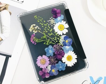 Real white blue purple flower E-Reader case for Kobo Clara Color 2024 6‘’,Kobo Clara BW (2024) 6‘’, Clara 2E,Kobo Nia 2022 6‘’,Clara HD case