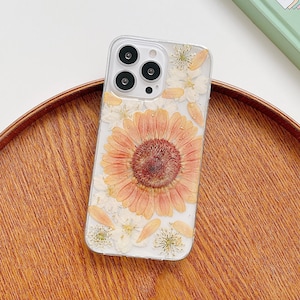 iPhone 17 16 15 14 13 Pro Max 16e、Samsung S25 Edge S24 S25 Ultra A36 A56、Google Pixel 10 Pro用の本物の大きなオレンジ色の花の携帯電話ケース