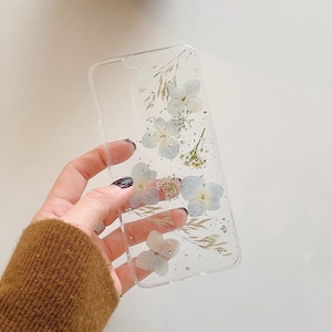 Real light blue flower phone case for iPhone 17 16 15 14 13 Pro Max 16e, Samsung S25 Edge S24 S25 Ultra A36 A56, Google Pixel 10 Pro