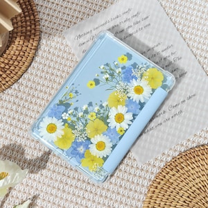 Yellow white flower custom name e-book case for Kindle 2024,Colorsoft,Paperwhite 12th 11th gen,Oasis 2019,Kobo Clara Color,Libra Colour 2024