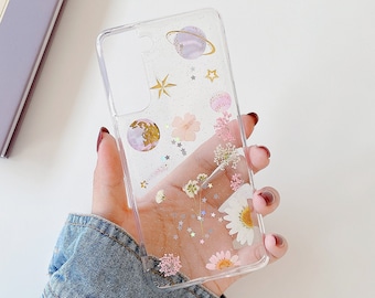 Starry sky flower phone case for iPhone 17 16 15 14 Pro Max 16e 17e Air, Samsung S26 S25 S24 FE Ultra A36 A56, Google Pixel 10 9 Pro