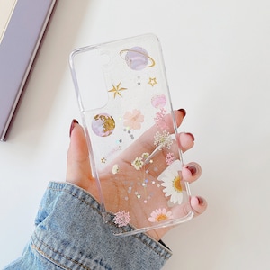 Echte gepresste Blume Handytasche für iPhone 16e 16 15 14 13Pro Max, Samsung S25 Edge S24 S25 Ultra S22+ A55 A26 A36 A56, Google Pixel 9 Pro 9A