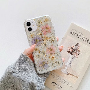 Real purple pink flower phone case for iPhone 17 16 15 14 13 Pro Max 16e, Samsung S25 Edge S23 S24 S25 Ultra A36 A56, Google Pixel 10 Pro