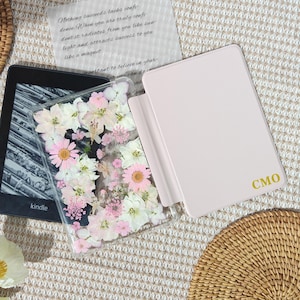Pink flower custom name e-book case for Kindle Colorsoft,Paperwhite 12th 11th gen, Kindle 2024,Oasis 2019,Kobo Clara Color,Libra Colour 2024