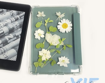Funda kindle transparente con flor seca de margarita blanca, Kindle Paperwhite 11th10th Gen 6.8'' Kindle 2022 2019 6'' Funda protectora, Oasis 3 7'' 2019