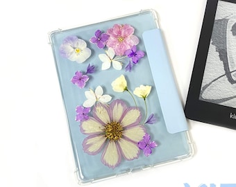 Pressed purple Cosmos flower kindle 2022 case, Kindle Paperwhite 11th 10th Gen 6.8'' Kindle 2022 2019 6'' Protective Case Oasis 3 7'' Case