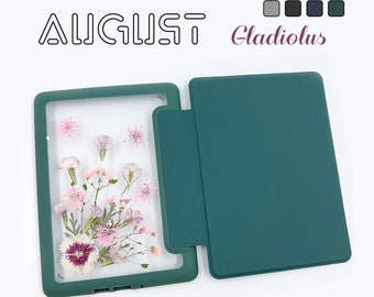 August - Gladiolen Geburt Gepresste Blumen Kindle Paperwhite 11th Gen 6,8 Zoll Kindle 2019 6 Zoll Schutzhülle | Klare Anti-Drop KPW5