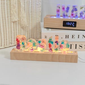 Personalized pressed flower real flower color nightlight, bluetooth speaker wooden base lamp,anniversary christmas birthday gift for her